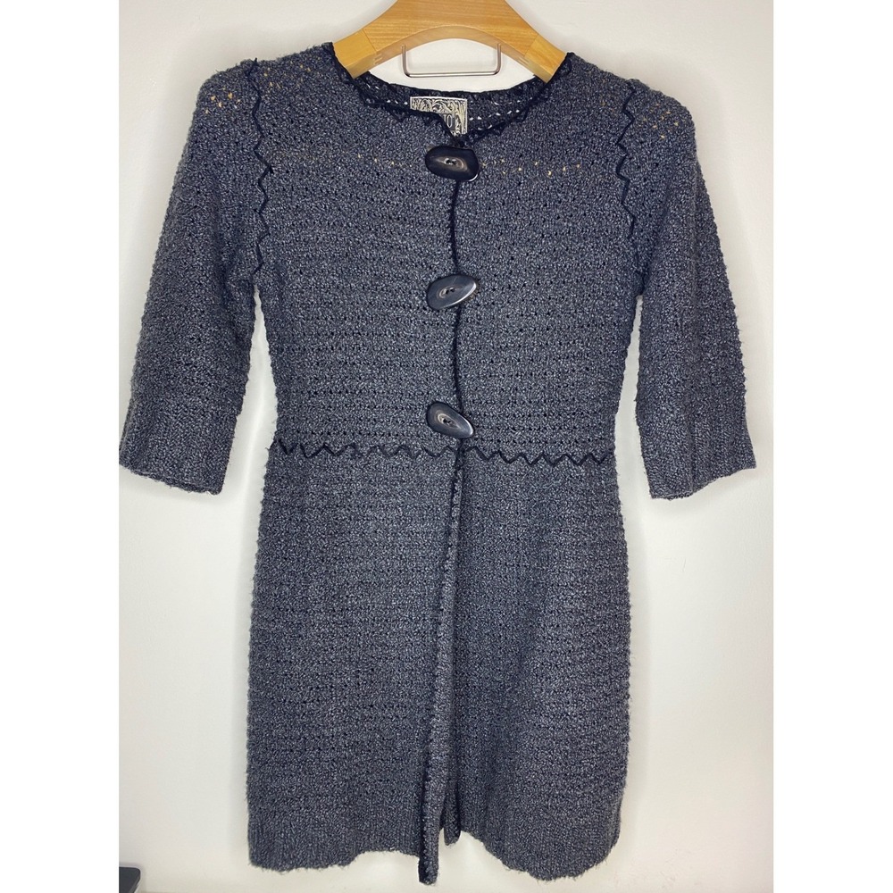 Curio Knit Button Front Cardigan Sweater Jacket Women's PM Charcoal‎ Gray